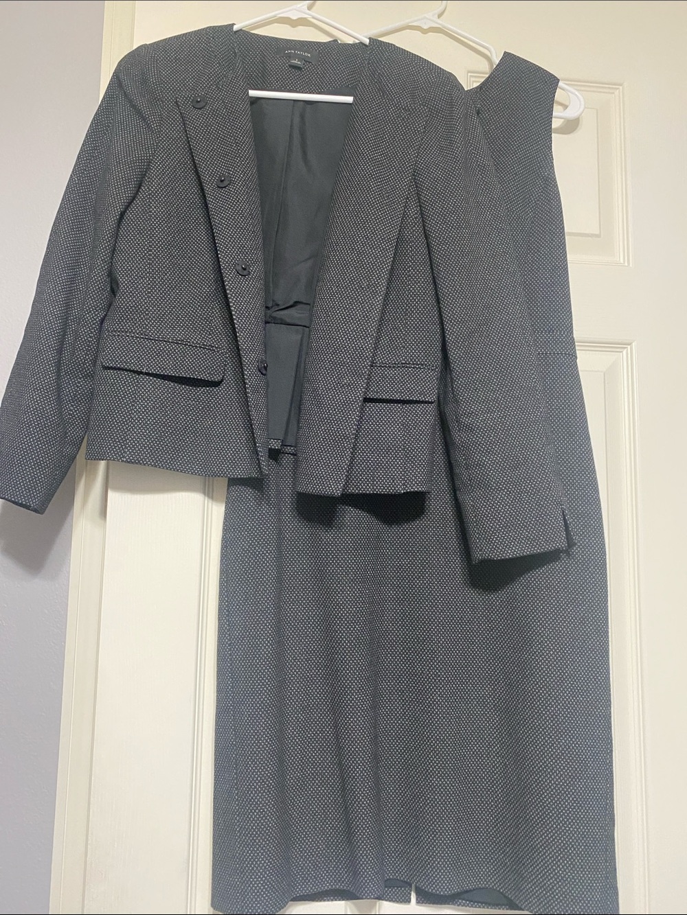 Ann Taylor Women's Gray Textured Blazer and Dress Suit Set